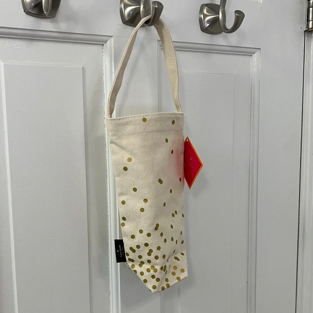 Kate Spade Gold Dot wine tote cream and Gold Canvas NWT handle bag gift bag